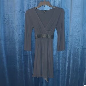 Express Women’s Black Wrap Sheath Dress with Satin Tie Back Bell Sleeves Sz. XS